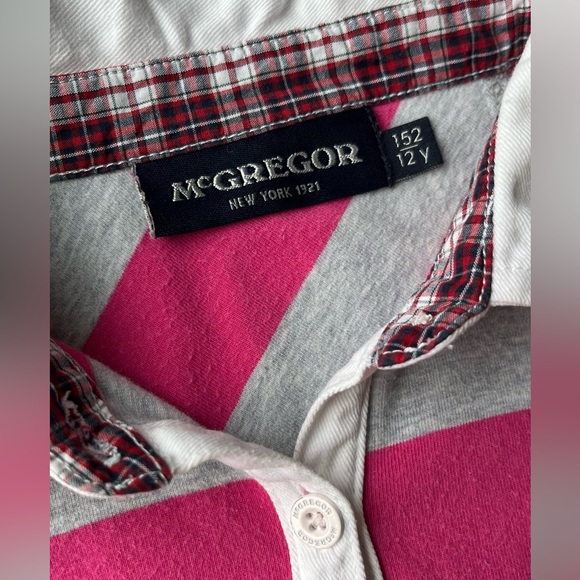 Girls ‘McGregor’ pink & grey striped Polo T-shirt. Like new. - Picture 3 of 8